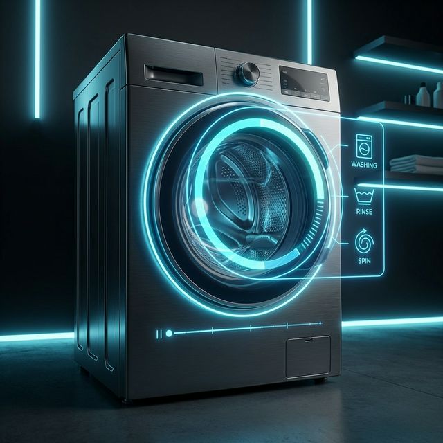 Animated washing machine card on a dashboard